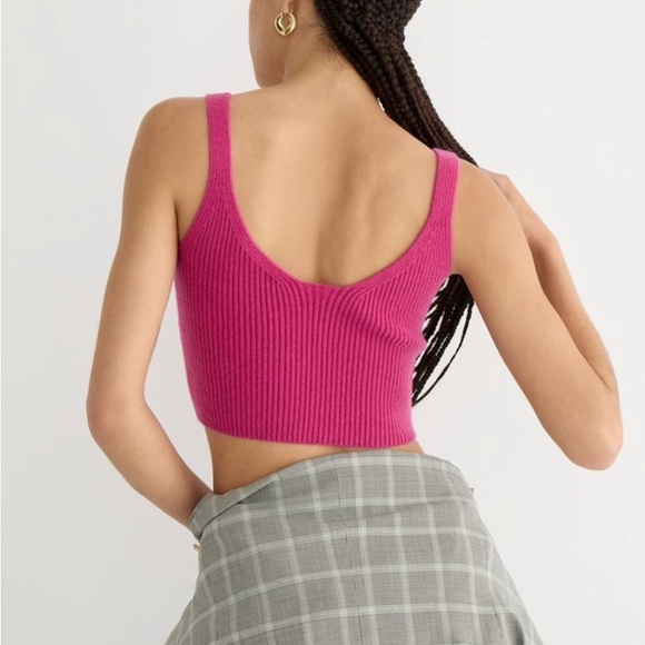 J. Crew Pink Cashmere-blend cropped sweater-tank Size M - Picture 5 of 6